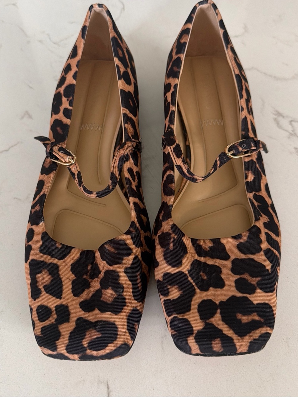Franco Sarto Women's Tinsley Leopard Animal Print Mary Jane
Square Toe Shoes